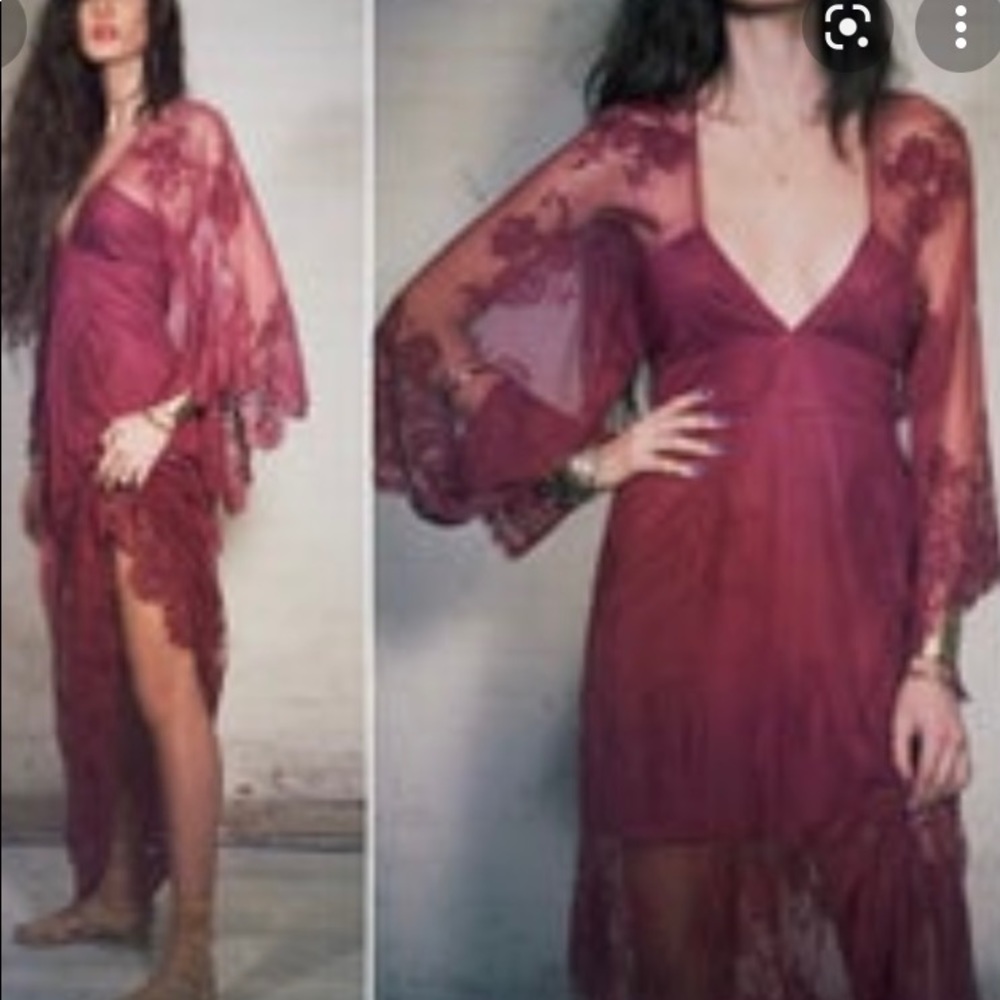 JENS PIRATE BOOTY Free People lace ETHEREAL FAIRYTALE DRESS belle sleeve